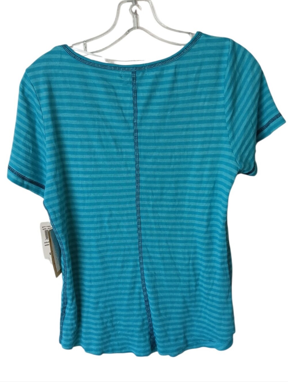 Energe Teal Striped Rodeo Rhinestone Top NWT - Picture 3 of 6